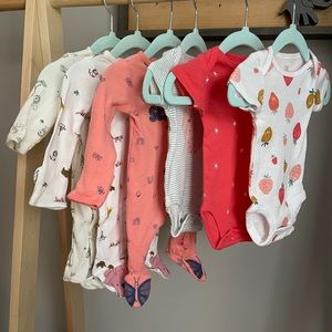 Baby Girl Footed Pajamas and Onesie Bundle